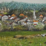 Eliane lienard (xxth century) pastel "landscape of rantechaux in the doubs" signed lower right