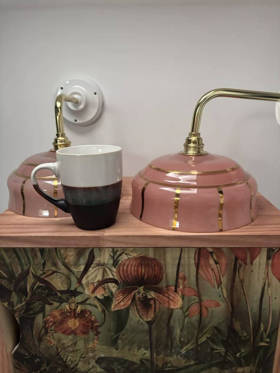 Pair of pink wall sconces