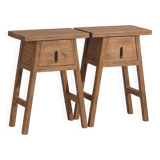 Solid wood bedside table set. Set of 2 pieces.