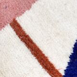 Moroccan Berber carpet beni ouarain ecru with colorful patterns 143x110cm