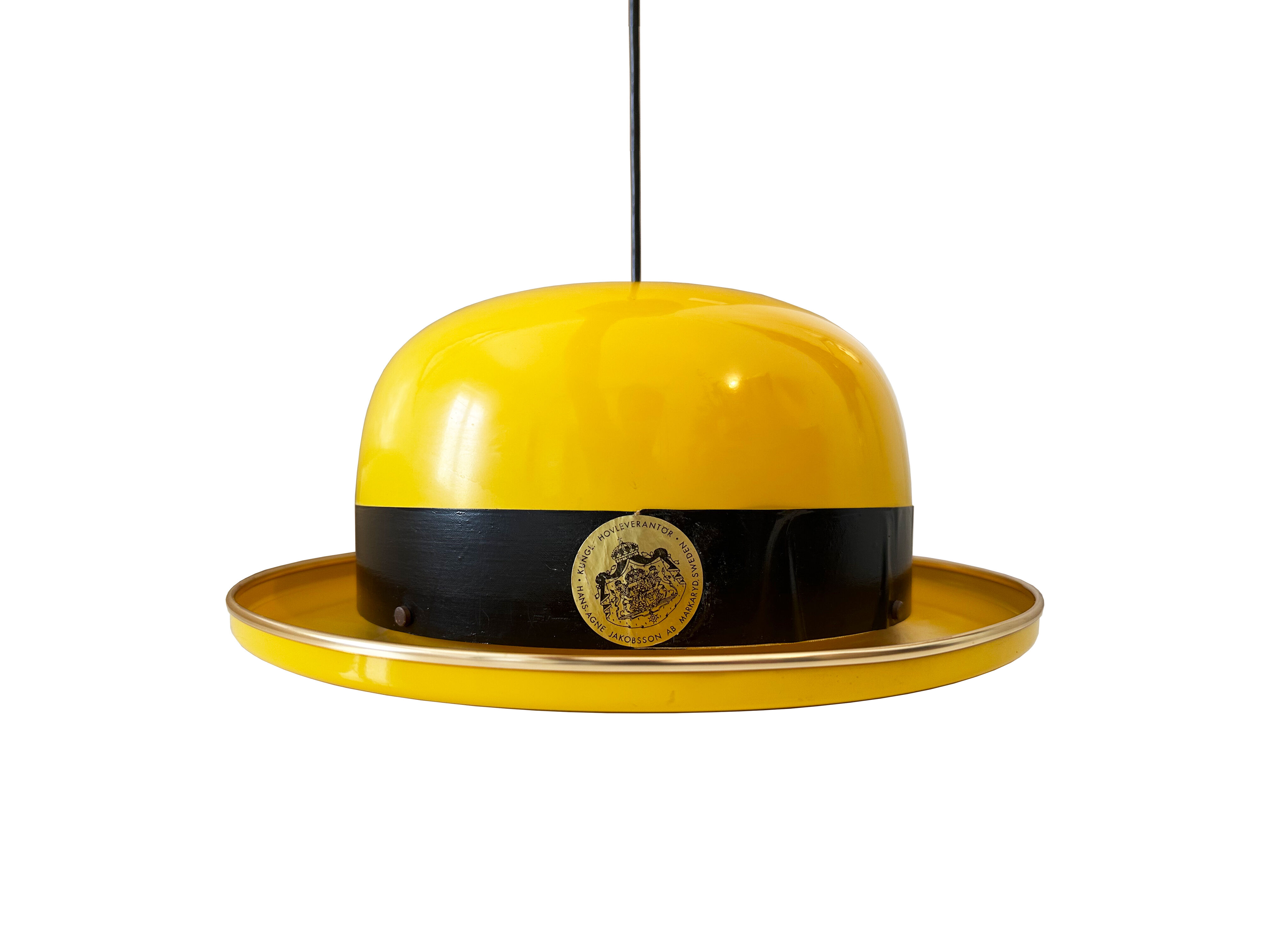 Hans Agne Jakobsson - Yellow Pendant Hat Lamp - Markaryd Sweden