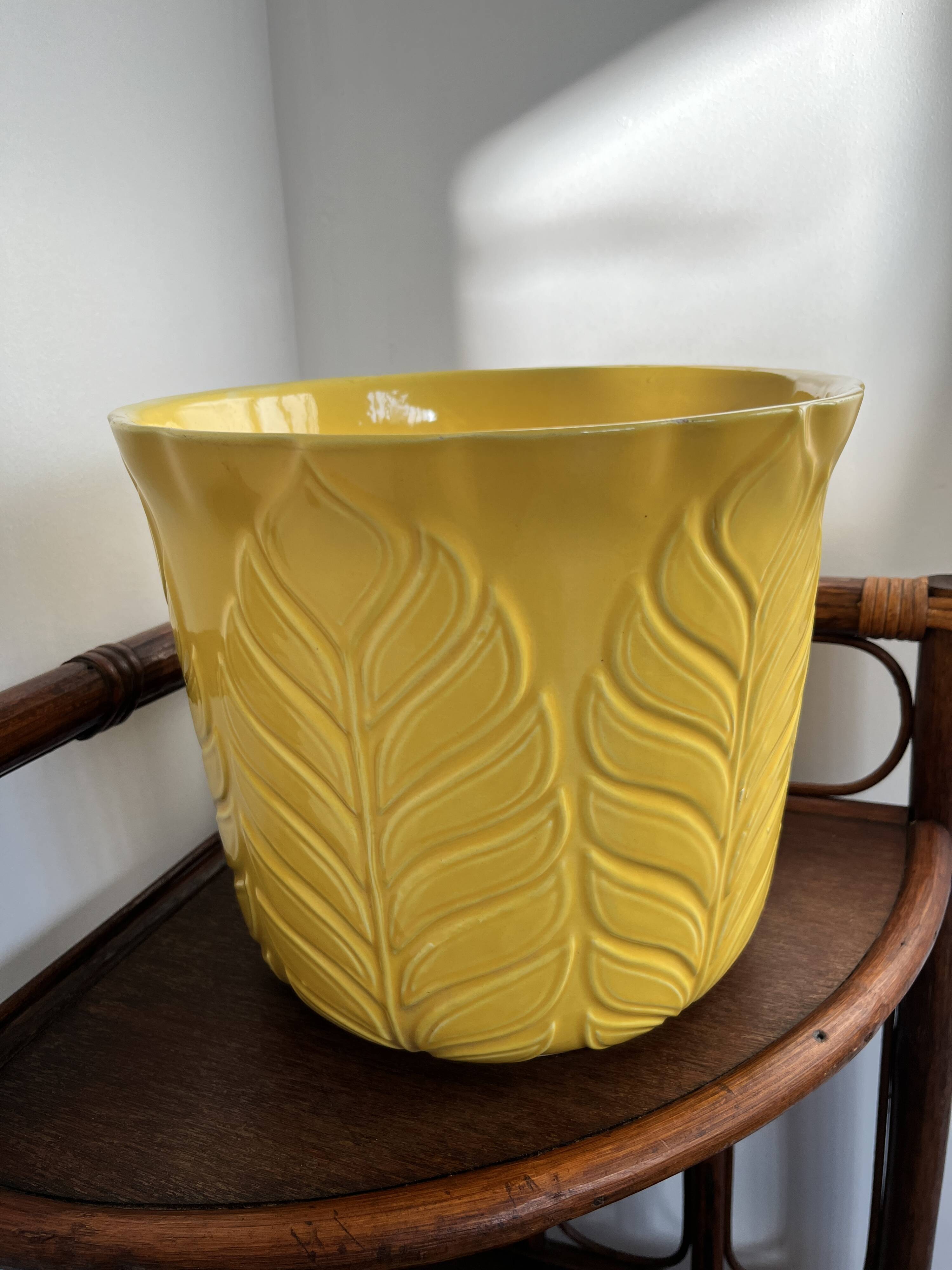 Yellow ceramic plant pot