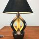 Yellow and black ceramic lamp, Vallauris