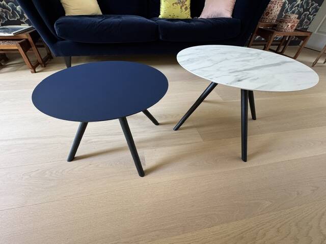 Lot de 2 tables basses Imperial Line UFO – Fenix bleu & marbre blanc