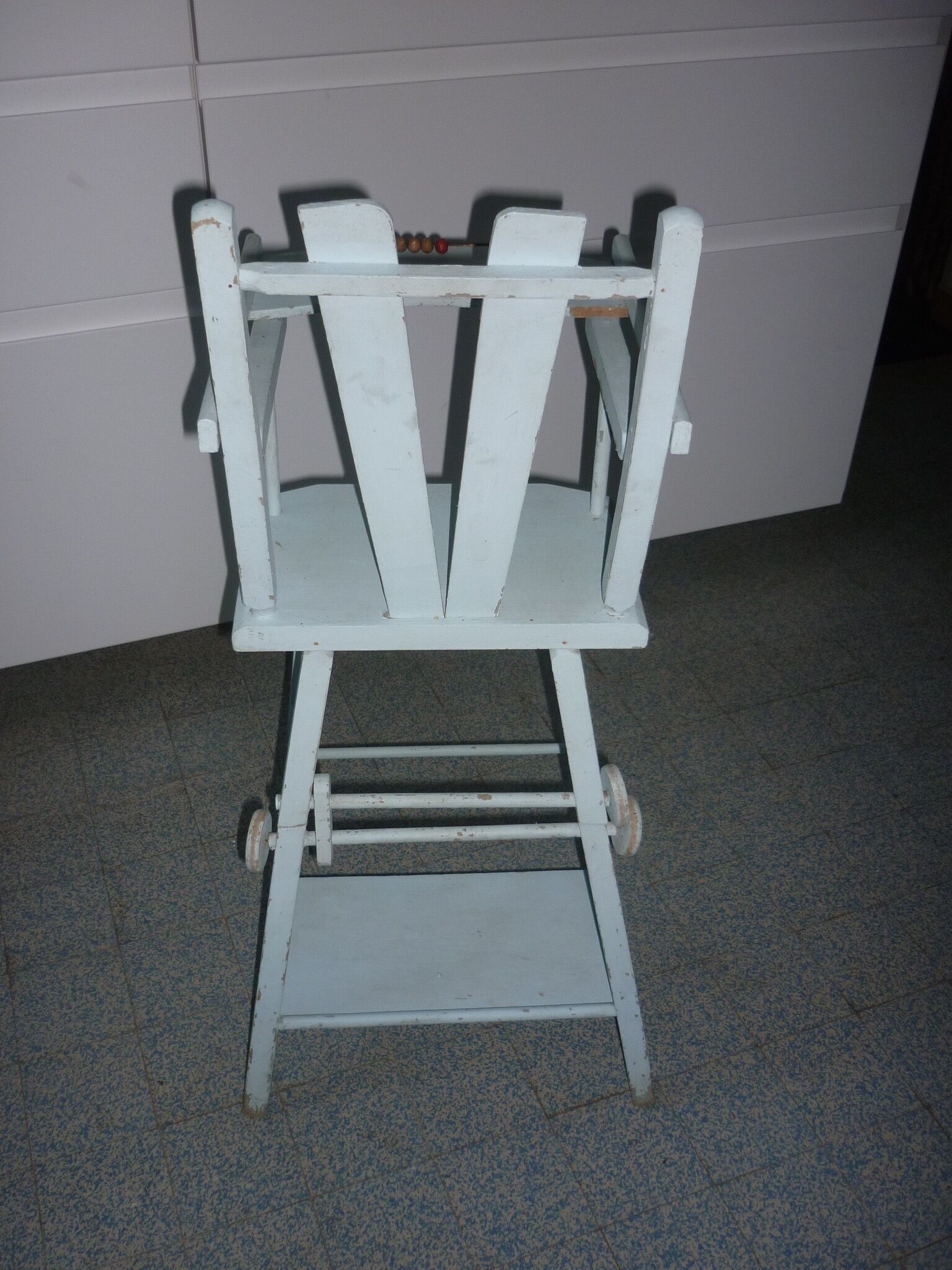 Vintage doll blue high chair