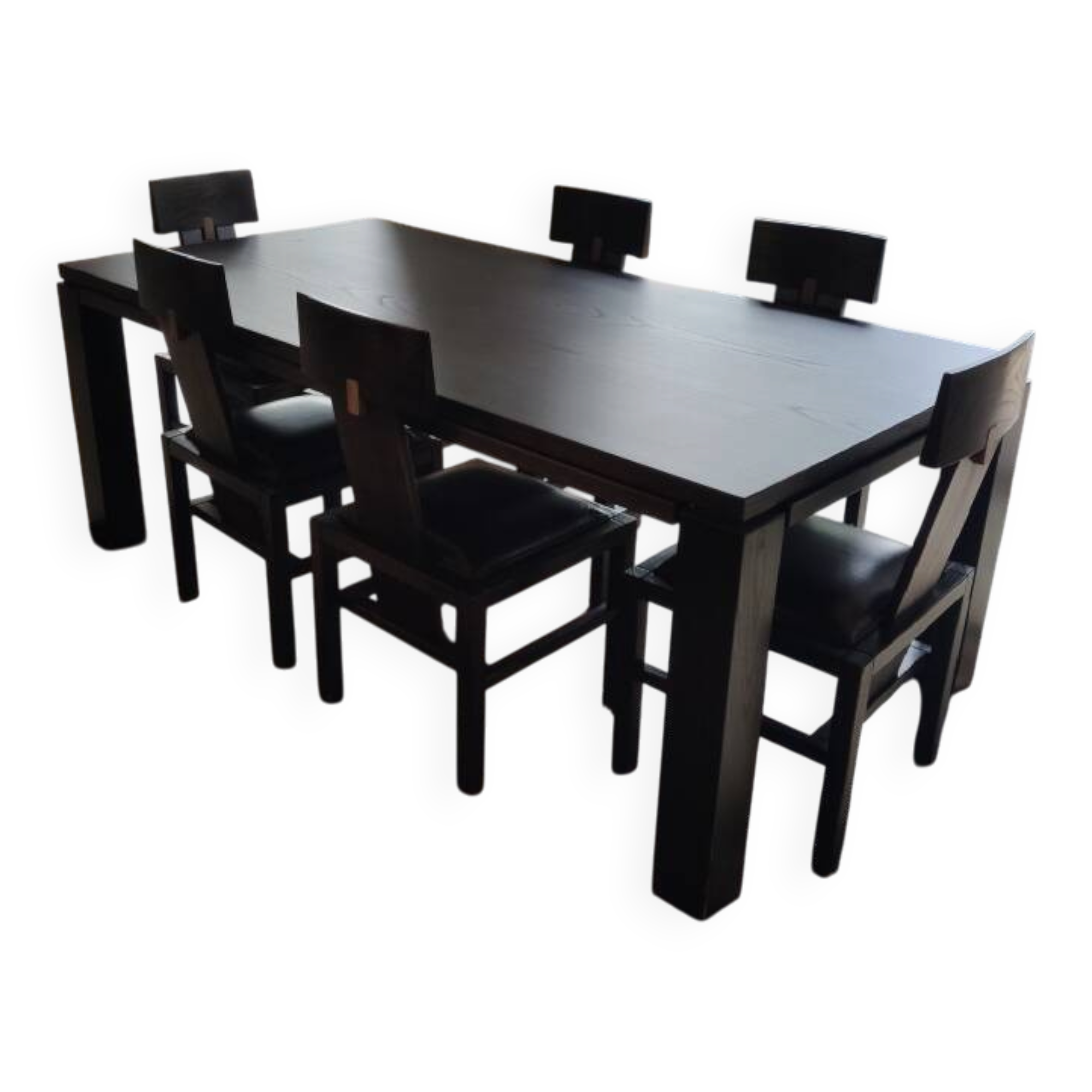 Roche Bobois dining set with a 2m table + extension and 6 solid wood chairs.
