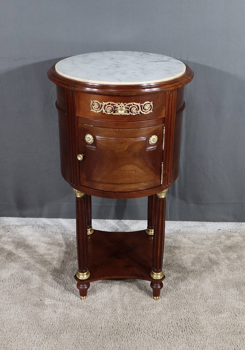 Small Tambour Table in Mahogany, Louis XVI style – Late 19th century