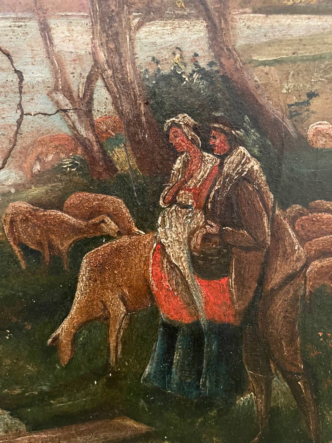 Animated landscape, couple of shepherds, Pietro Fancelli, late 18th, early 19th century