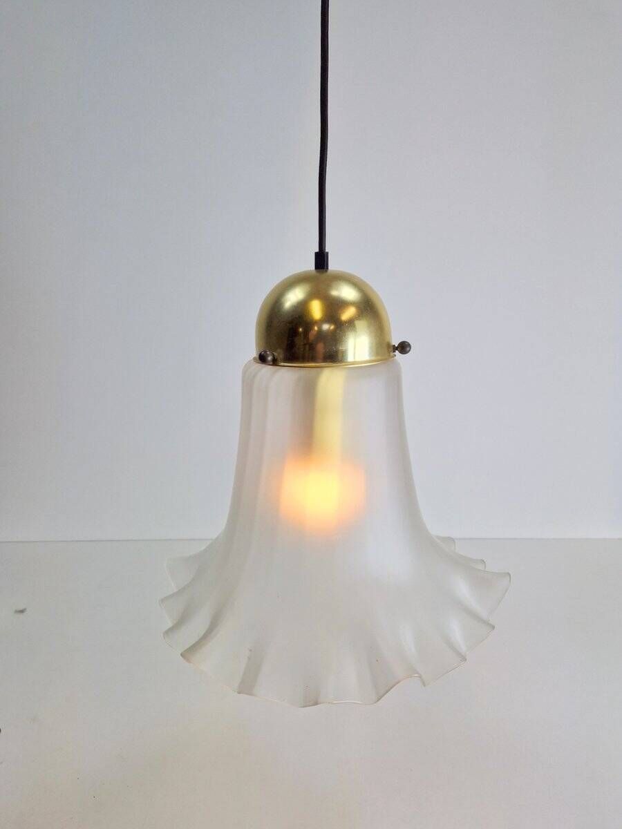 Vintage Glass & Brass Handkerchief Pendant Lamp from Peill & Putzler, 1960s