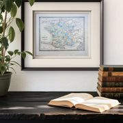 France and departments, old map, printed in 1852. Authentic.