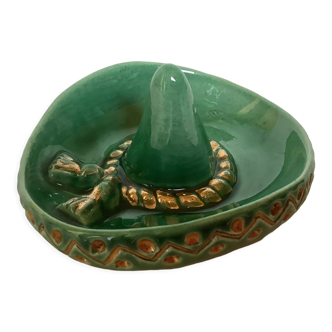 Green and gold sombrero ring signed