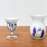 Vintage German glass vase and cup by Hans Jürgen Richartz for the Richartz art collection, set of 2.