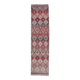 Vintage pink diamond Turkish hand-knotted runner rug 96x345