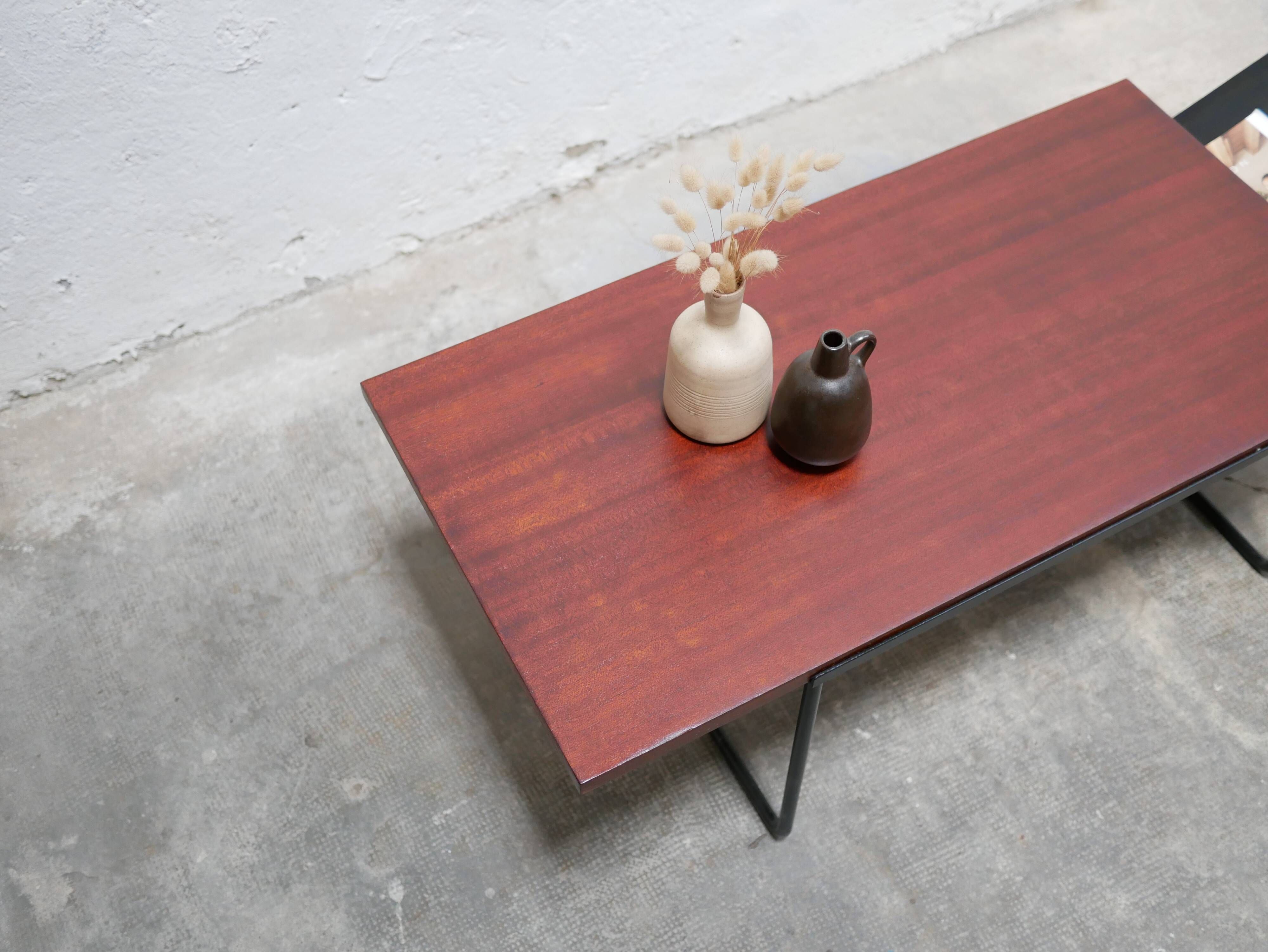 Modernist coffee table in wood and metal