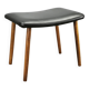 Danish Modern Beech Footstool with Black Vinyl Seat, 1960s