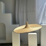 Large suspension, rattan luminaire in hat shape D:80cm