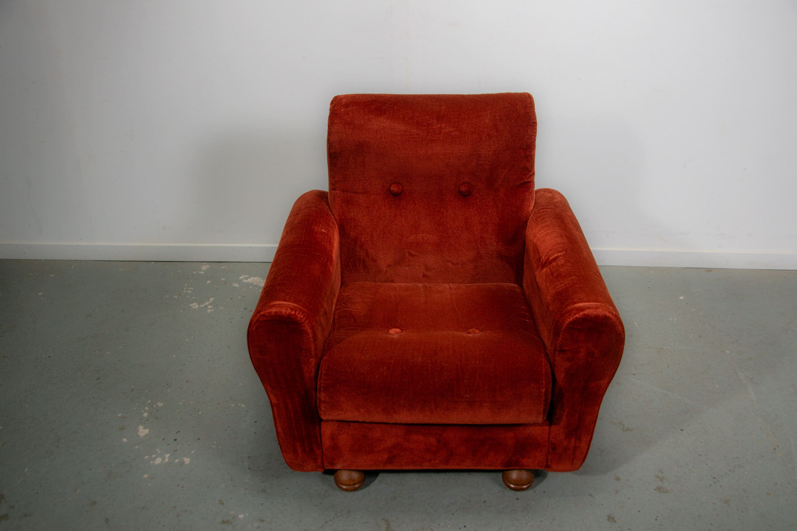 Italian Mohair armchair. Circa 1950