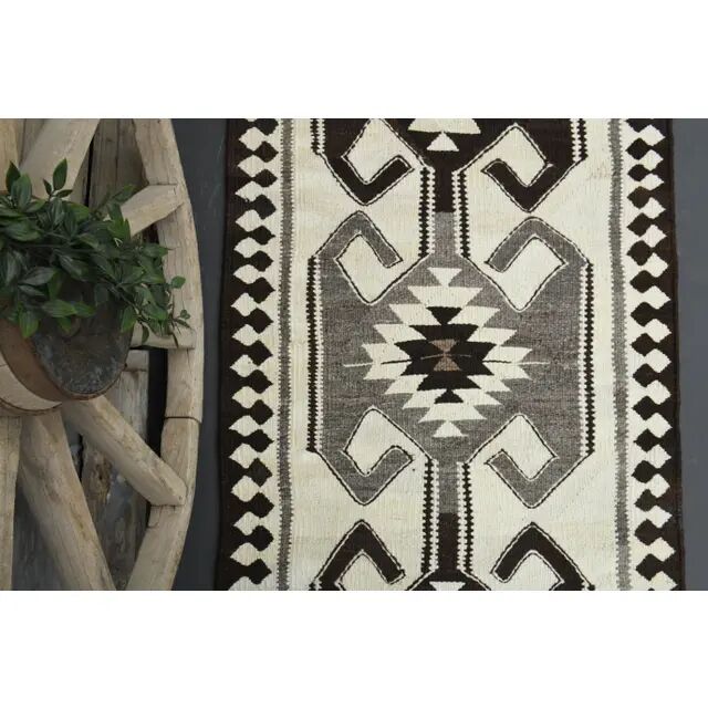 Tapis vintage turc en laine et coton beige noué à la main, années 1970