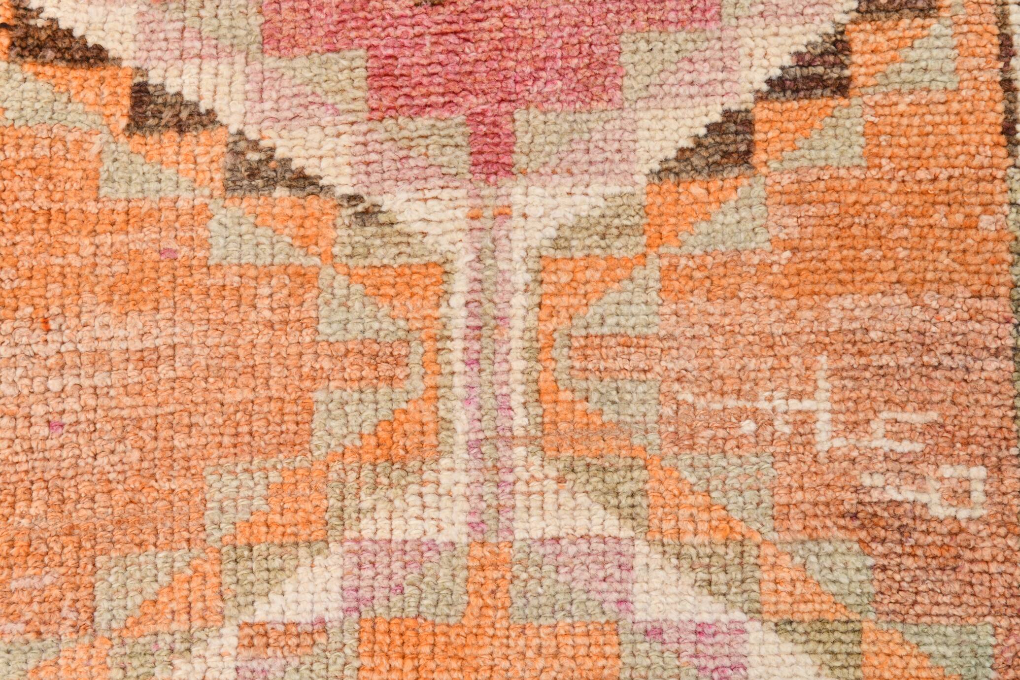 3x12 Pumpkin Orange & Pink Turkish Runner Rug, 83x392Cm