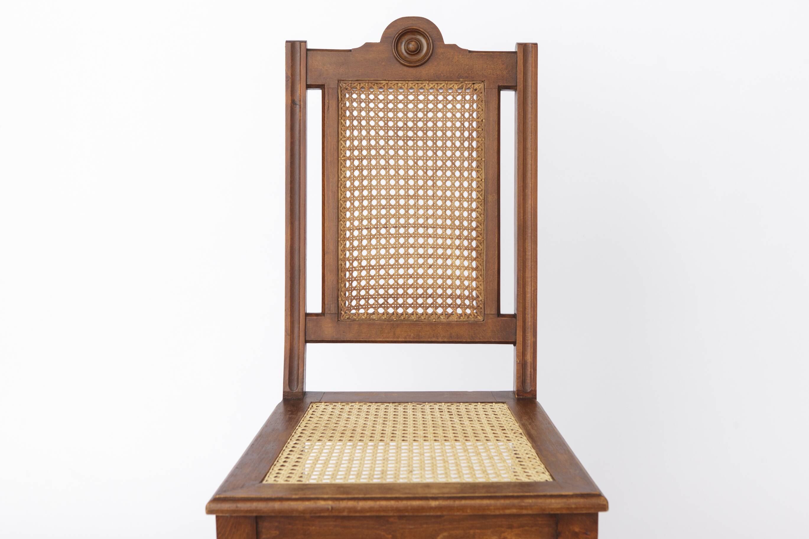 Antique Beechwood Chair with Cane Seat & Back, 1930s–1950s | Turned Wood