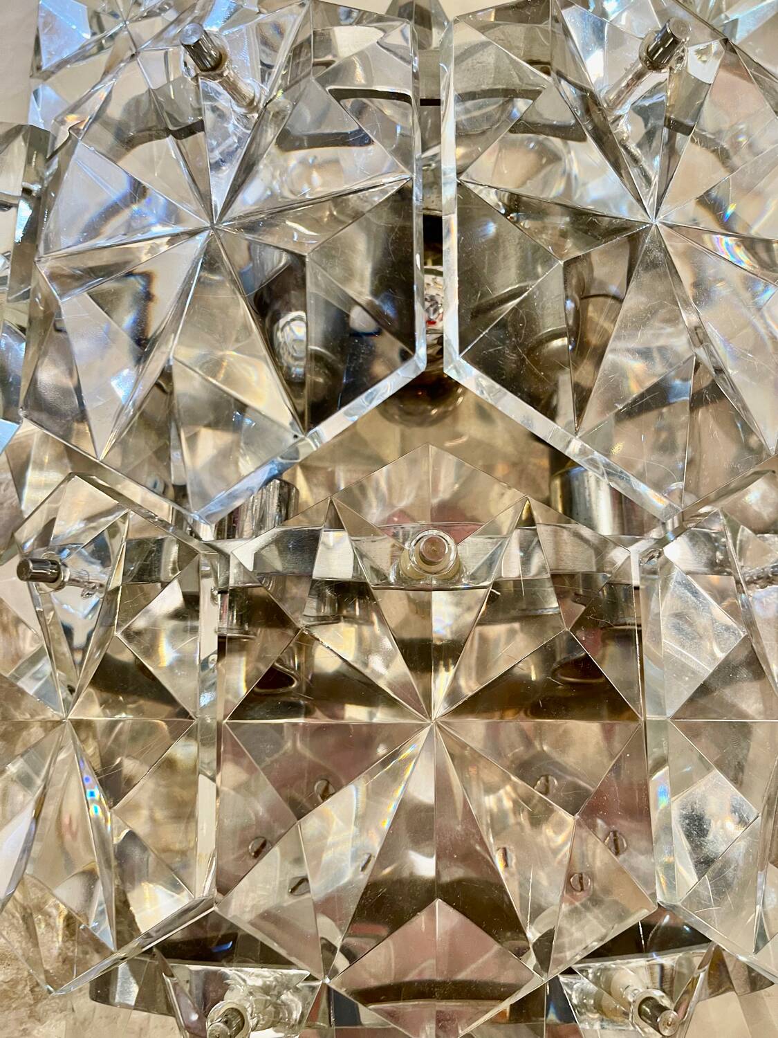 Kinkeldey glass and chrome wall lamp XXL model, 1970s