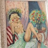 Tableau, peinture danseuse du Moulin Rouge, années 60