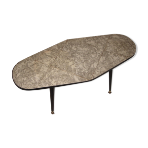 table de salon de 1960 formica faux marbre octogonale