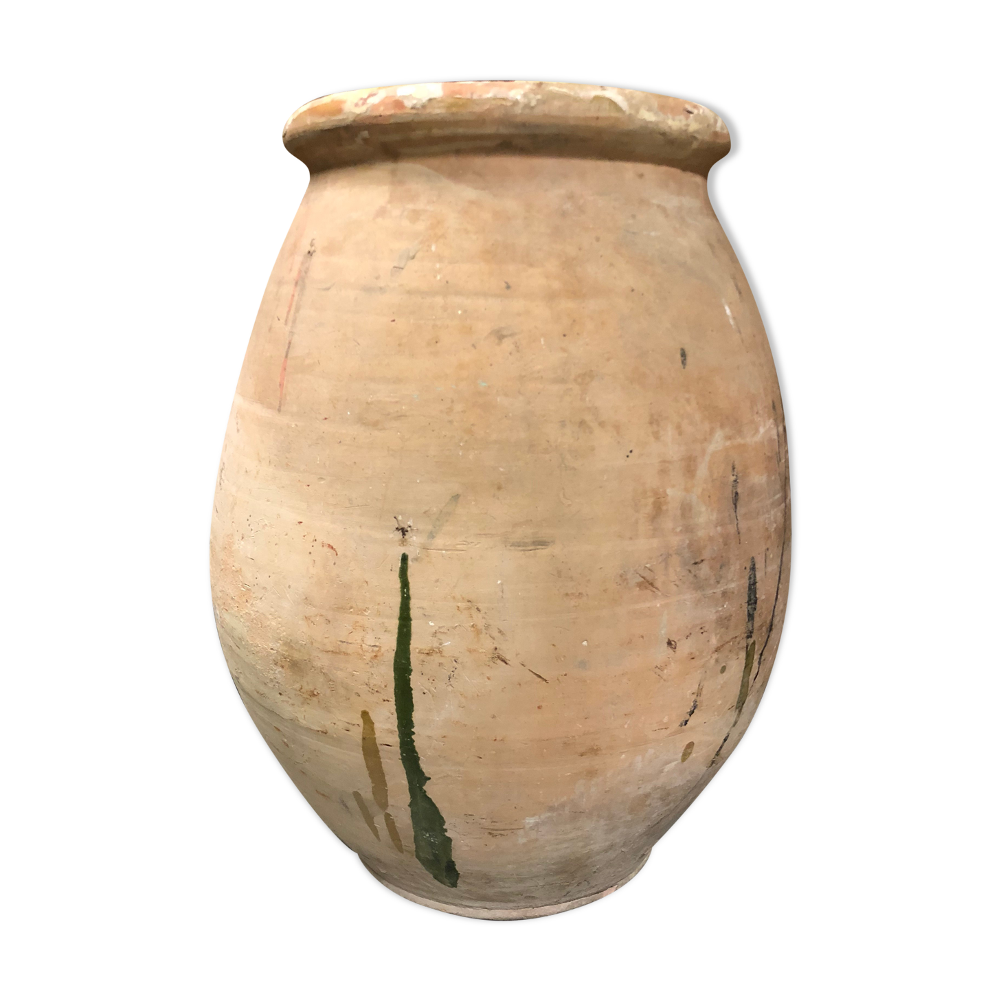 Yellow glazed terracotta garden jar