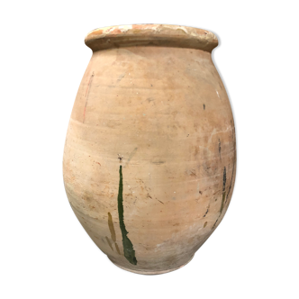 Yellow glazed terracotta garden jar