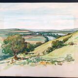 André Duculty (1912-1990) Watercolor on paper "Heudebouville (Normandy)" Signed lower right