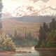 Antique painting landscape mountains oil on canvas Ercole Benussi (Milan 1844)
