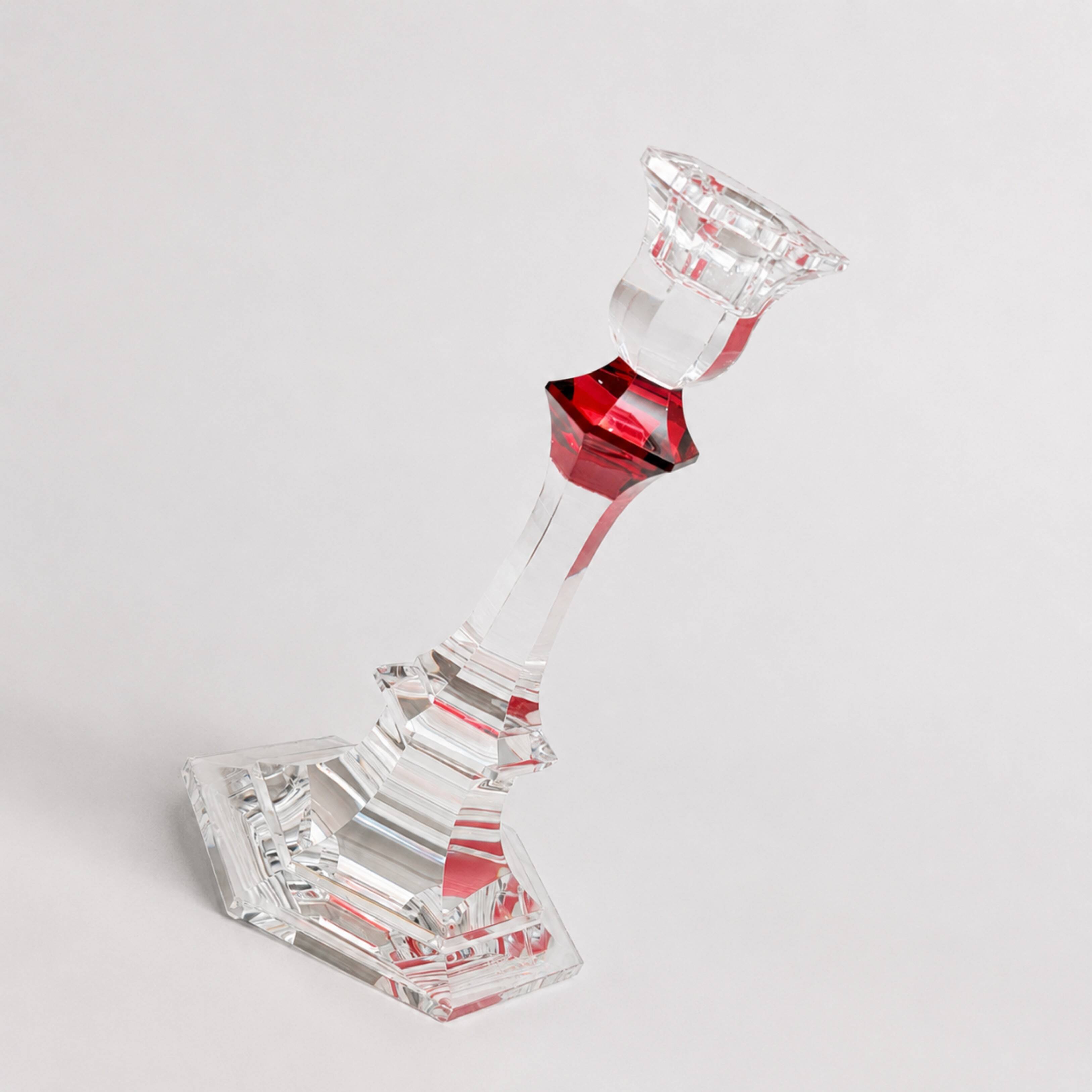 Baccarat - Candlestick (2) - Crystal, Glass - Harcourt candlestick Red