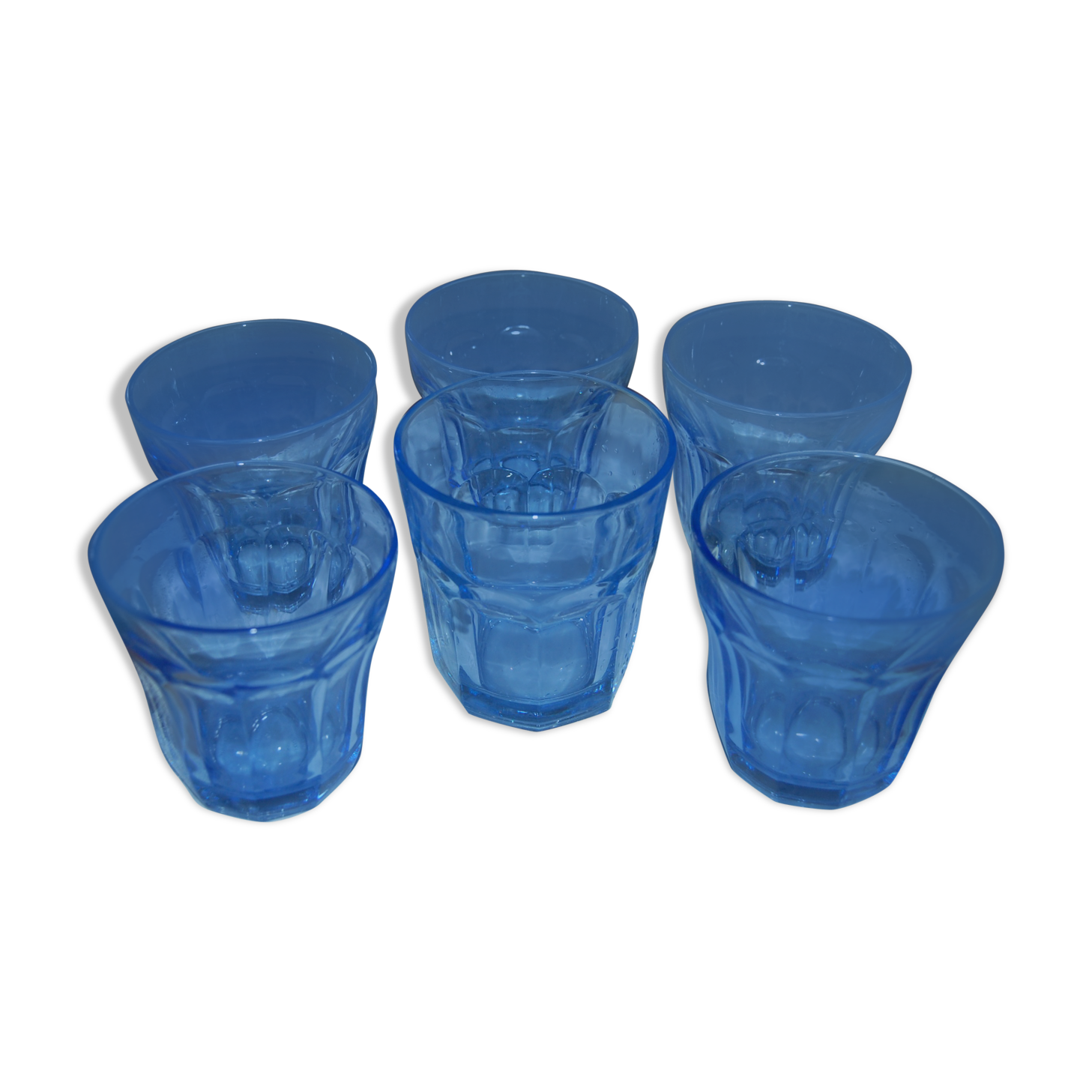 Set of 6 vintage blue glasses