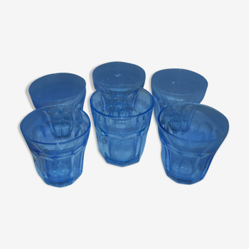 6 Vintage blue glasses