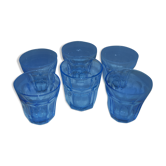Set de 6 verres vintage bleus