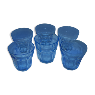 Set de 6 verres vintage bleus