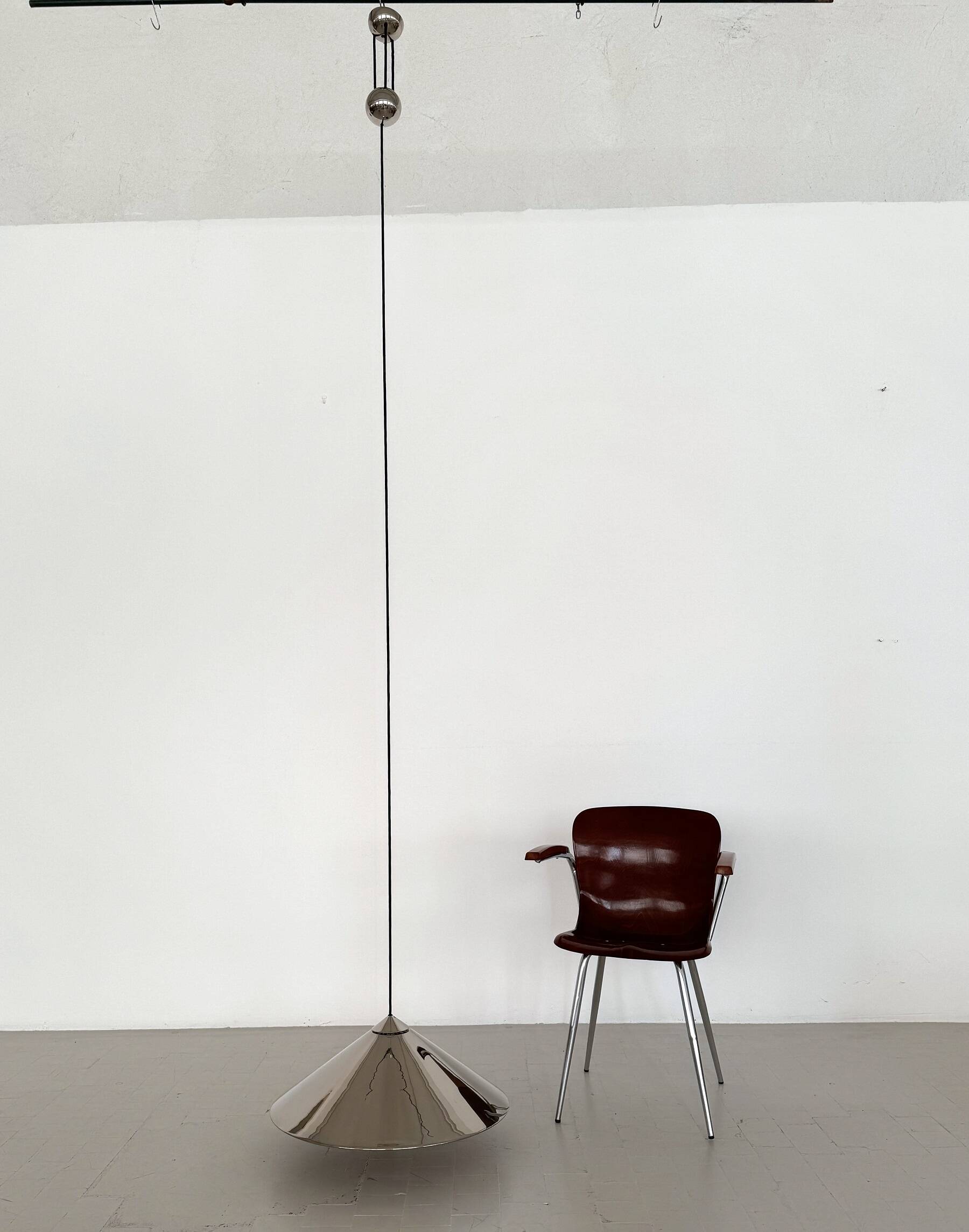 Florian Schulz Large Plated Nickel Pendant Lamp KEOS Pendant, 1970