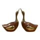Pair of duck or swan in wood and brass sculpture
