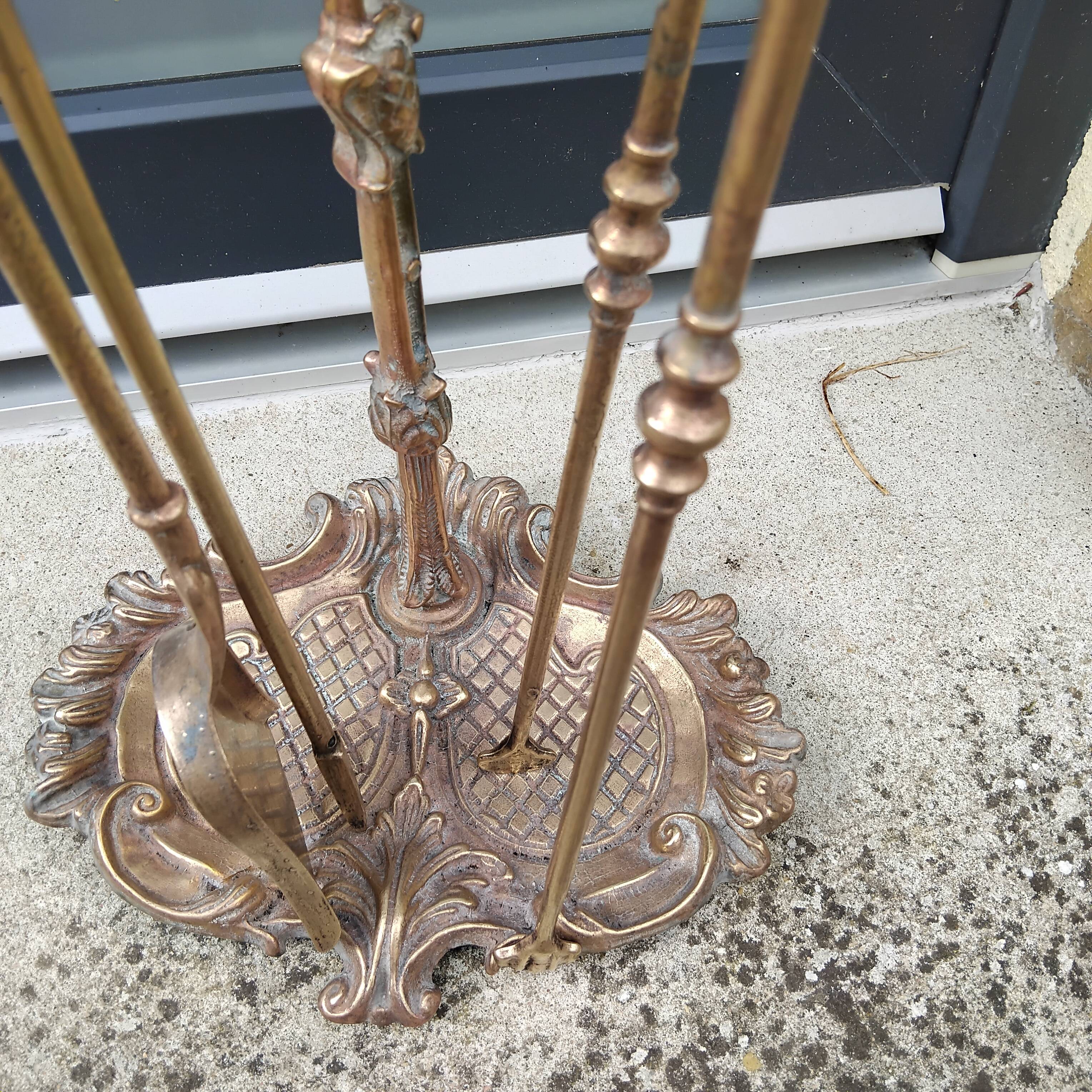 Brass fireplace set