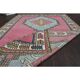 1970s vintage Turkish hand-knotted wool cotton pink area rug 128x208