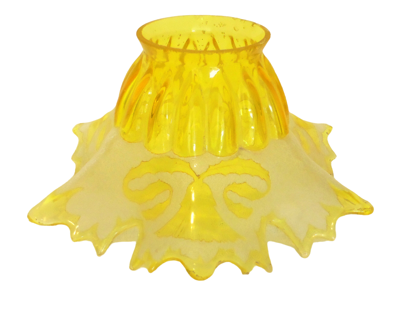 Lamp - foot in weighted brass Swungeneck adjustable with its acid-engraved crystal lampshade