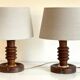 Pair of vintage wooden lamps