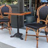Set table and 2 chairs bistrot Vintage / rattan and braided vinyl
