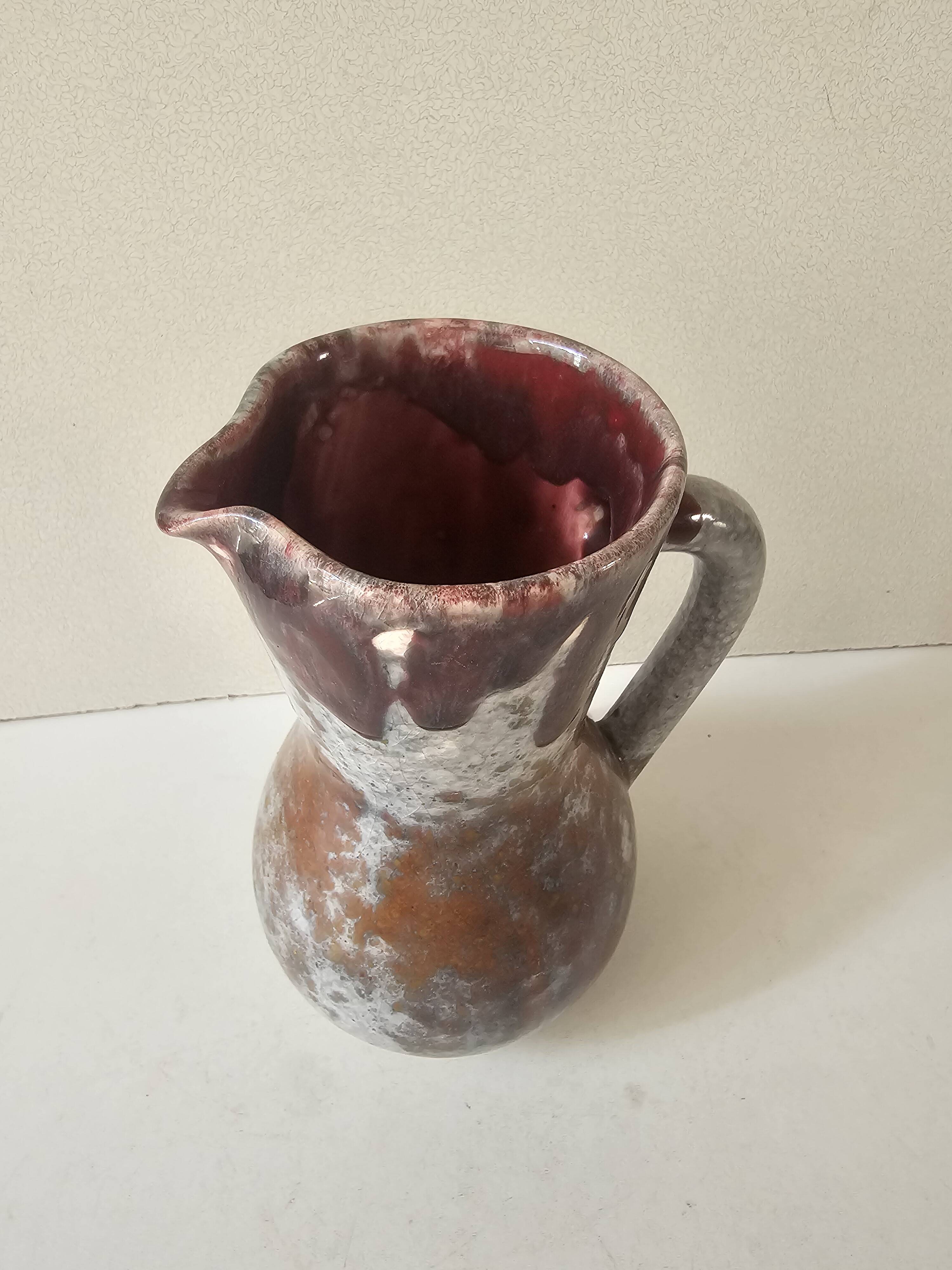 Glazed ceramic pitcher signed Morvan (Design by Gaston Gaubier)