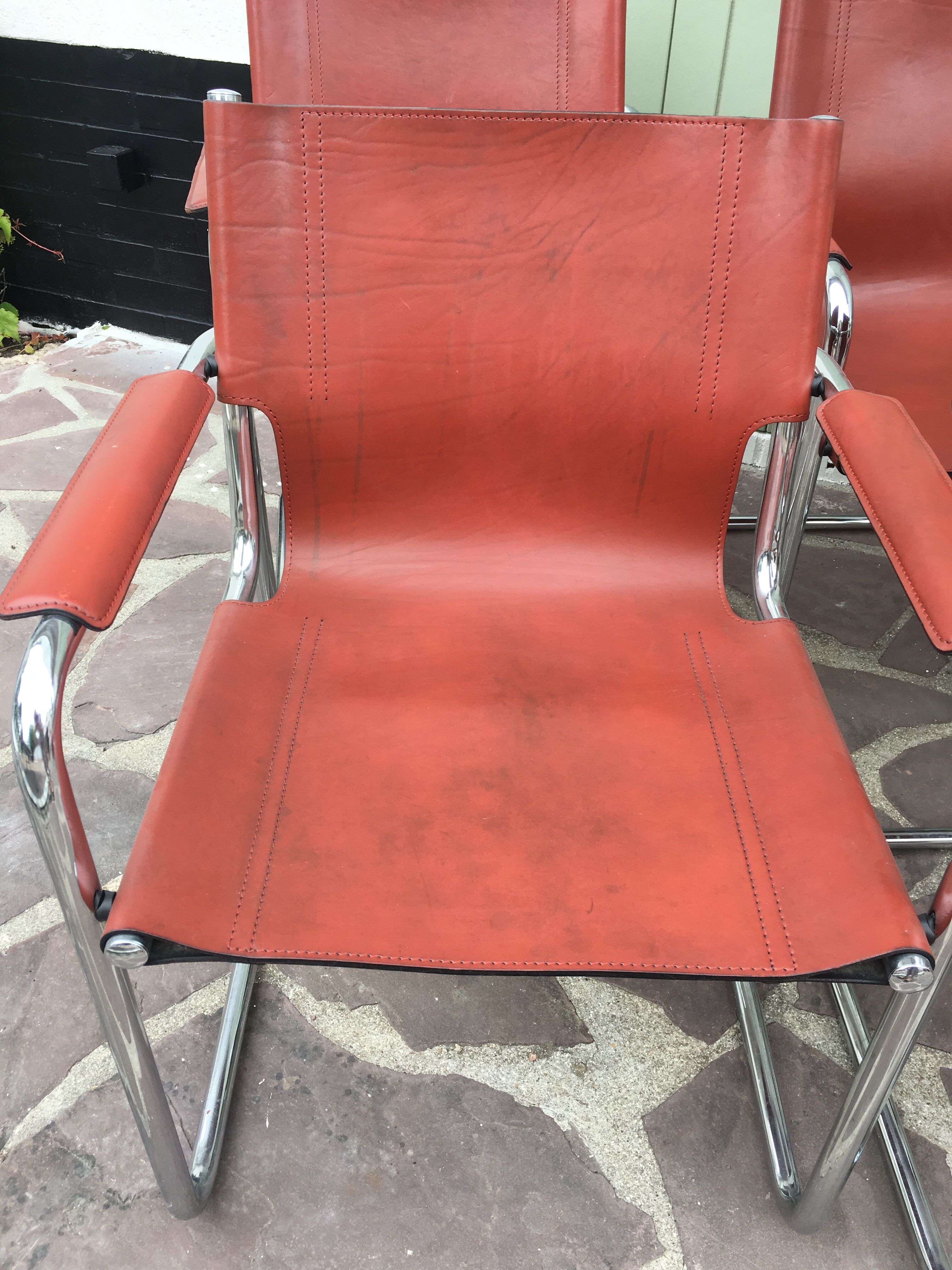 6 leather and chrome desk chair