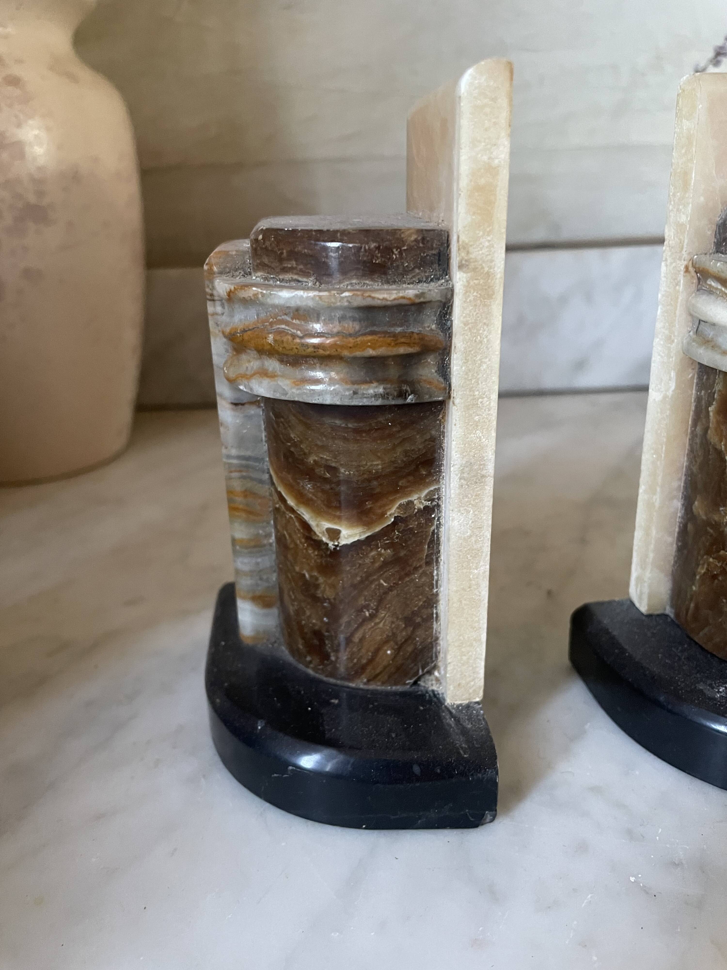 Art Deco pair of onyx bookends