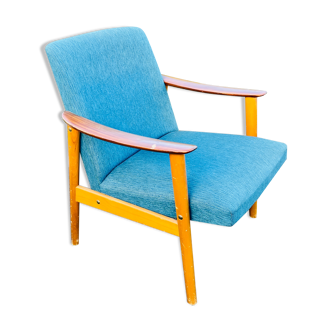 Vintage Scandinavian armchair 1960 duck blue