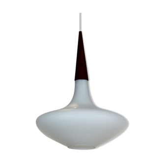 Philips Wood and opal glass hanging lamp by Louis Kalff, 1950s