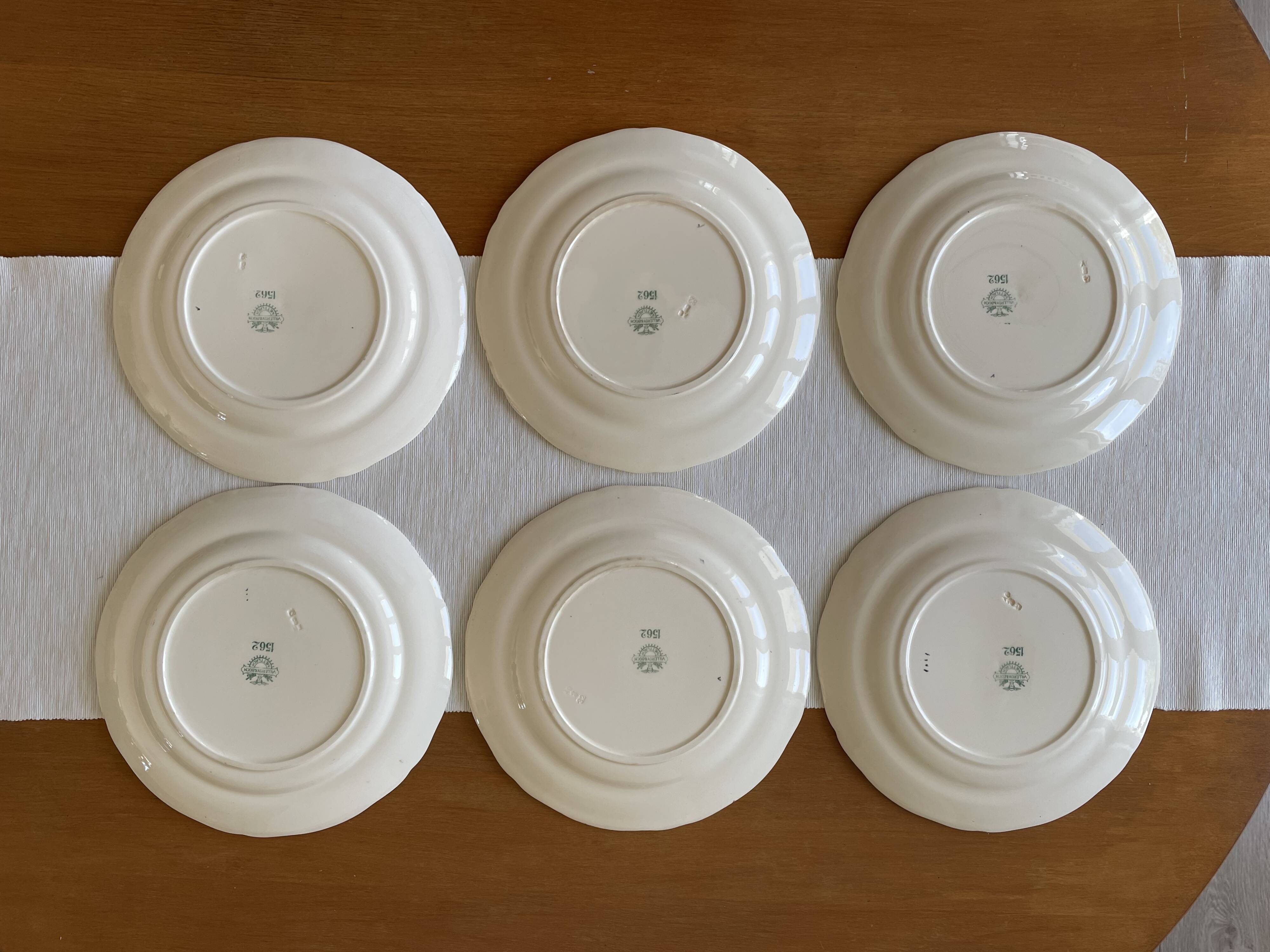 6 large antique earthenware dinner plates from Villeroy & Boch