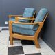 Walter Knoll blue fabric armchairs 1960s